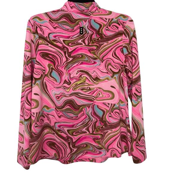 Jaime Sadock Pink Sugar Angel Whirl Marble 1/4 Zip Long Sleeve Golf Shirt Small - Picture 2 of 13